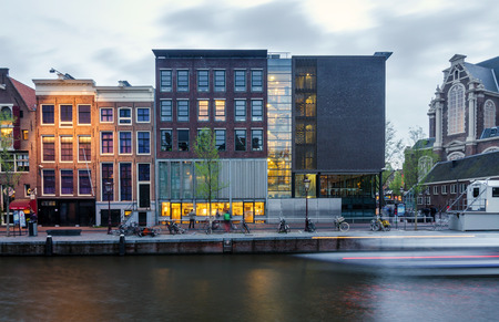 Amsterdam, Netherlands - May 7, 2015: Tourist visit Anne Frank house and holocaust museum in Amsterdam, the Netherlands, on May 7, 2015. Anne Frank house is a popular tourist destinationのeditorial素材