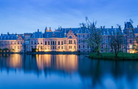Twilight at Binnenhof palace, place of Parliament in The Hague, Netherlands.のeditorial素材