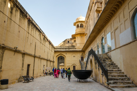Jaipur, India - December 29, 2014: Tourist visit Amber Fort near Jaipur, Rajasthan, India on...