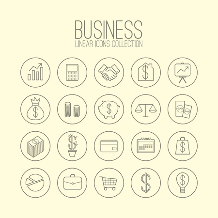 Business Linear Icons Collectionのイラスト素材