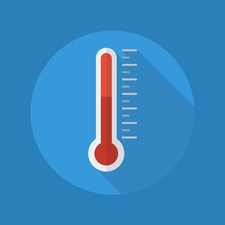 Weather Flat Icon With Long Shadow. Thermometerのイラスト素材