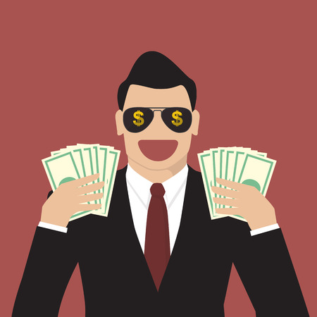Businessman hands holding banknotes.のイラスト素材