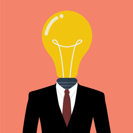 Businessman with a light bulb instead of head. Business idea conceptのイラスト素材