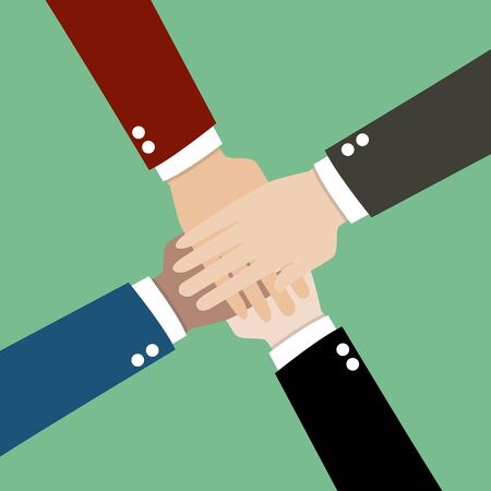 Hands together. Brainstorm teamwork ideas conceptのイラスト素材