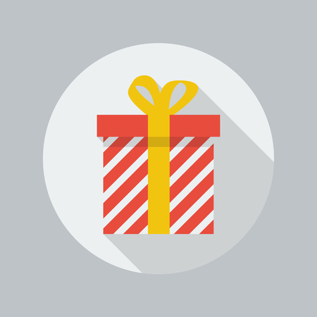 Christmas Flat Icon With Long Shadow. Gift boxのイラスト素材