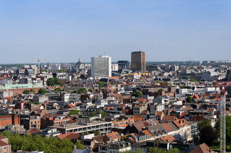 Aerial view of Antwerp city, Belgium. viewed from Museum aan de Stroomの写真素材