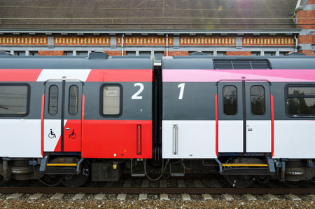 Belgian train in the train stationの写真素材