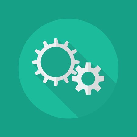 Technology Flat Icon With Long Shadow. Gearsのイラスト素材
