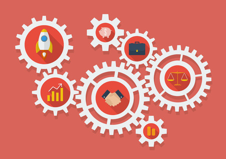 Business Icons in Gears. Vector Illustrationのイラスト素材