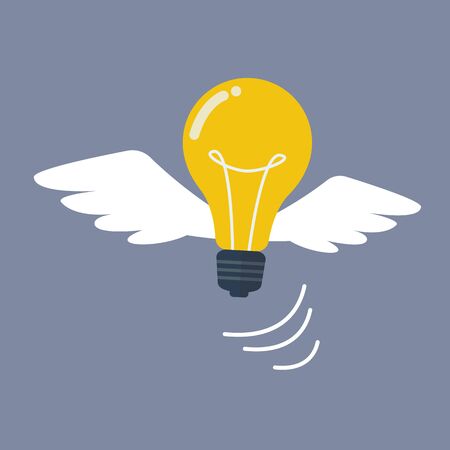 Light Bulb flying like a bird. Vector Illustrationのイラスト素材
