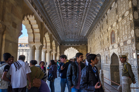 Jaipur, India - December29, 2014: Tourist visit Amber Fort in Jaipur, Rajasthan, India on December29, 2014. The Fort was built by Raja Man Singh I.のeditorial素材
