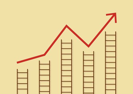 Growth chart with ladders. Business conceptのイラスト素材