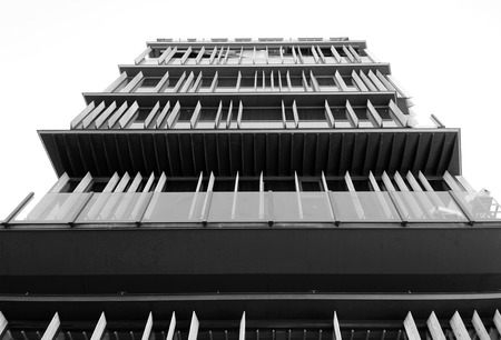Facade of a modern building in Asakusa, Tokyo, Japan (Black and White)のeditorial素材