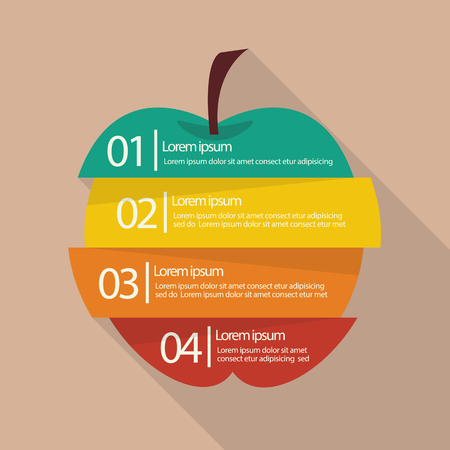 Step design of four part apple infographic. Vector Illustrationのイラスト素材