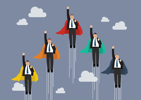 Businessman superhero fly competition. Business conceptのイラスト素材