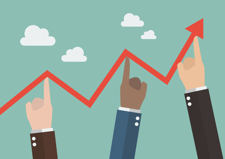 Hands pushing graph up. Business conceptのイラスト素材