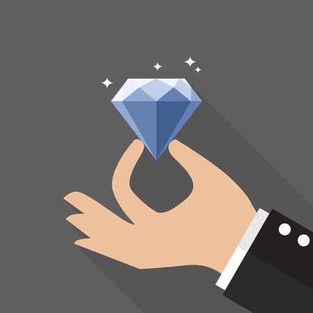 Hand with diamond. flat style with long shadowのイラスト素材