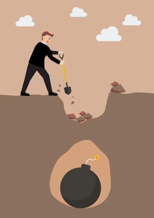 Businessman in danger. Investment risk conceptのイラスト素材