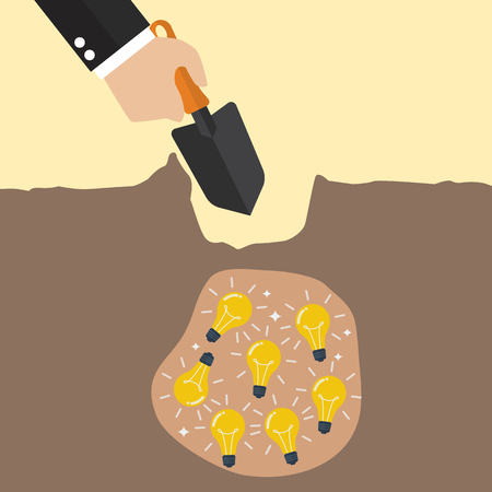 Hand dig a ground to find a treasure. Business conceptのイラスト素材