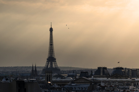 Eiffel tower in Paris with sunset