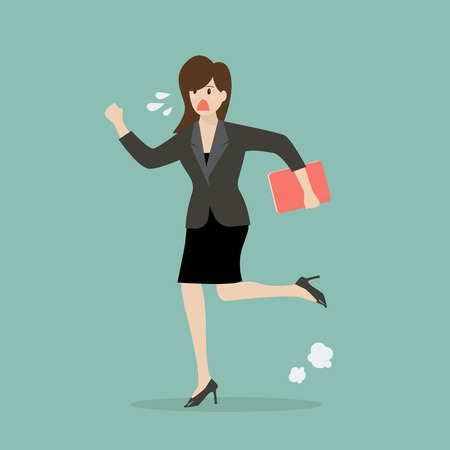 Business woman running in suit. vector illustrationのイラスト素材