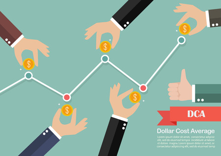 Dollar cost averaging DCA investment concept. Business metaphor