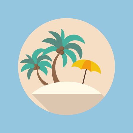 Summer beach flat icon. Vector illustrationのイラスト素材