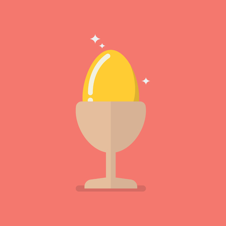 Golden egg in eggcup. flat style designのイラスト素材
