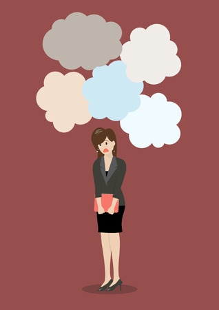 Business woman under a lot of trouble. Business conceptのイラスト素材