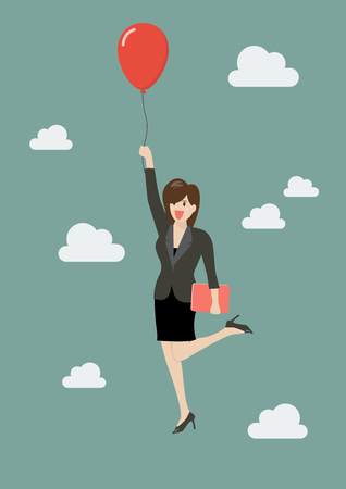 Businessman flying with red balloon. Business conceptのイラスト素材