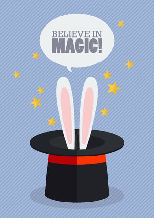 Bunny ears in magician hat. Vector Illustrationのイラスト素材