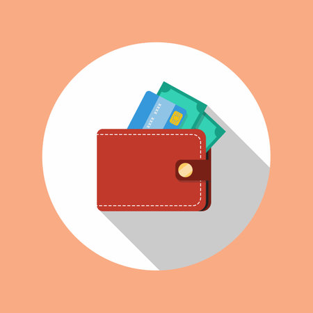 Wallet flat icon. Flat style vector illustrationのイラスト素材