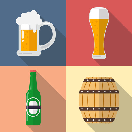Glass of beer icon. Flat style with long shadowのイラスト素材