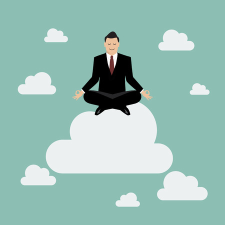 Businessman meditating on a cloud. Business idea conceptのイラスト素材