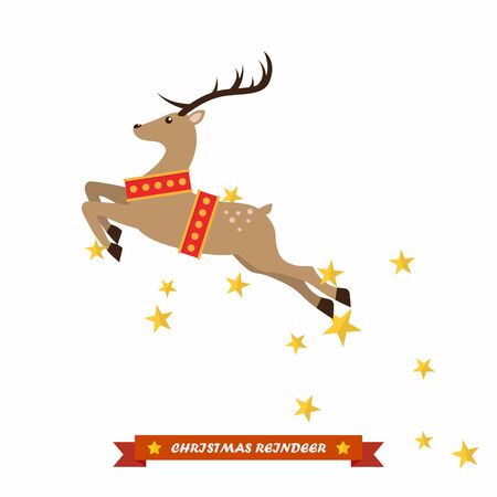 Christmas reindeer vector illustration isolated on white backgroundのイラスト素材