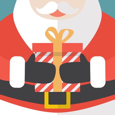 Santa Claus holding a Christmas gift. Greeting cardのイラスト素材