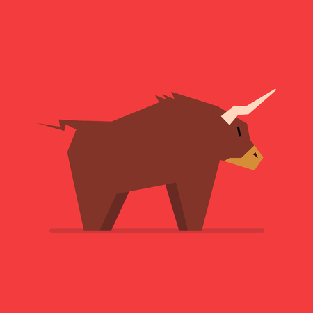 Bull in flat style. vector illustrationのイラスト素材