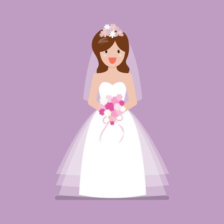 Girl in bride dress. Vector illustrationのイラスト素材