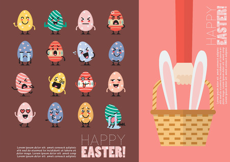 Happy easter postcard set. Vector illustrationのイラスト素材