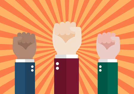 Human hand protesters. Protest concept vector illustrationのイラスト素材