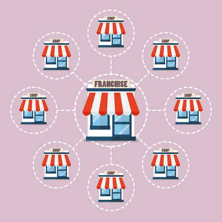 Franchise business system in flat style. Vector illustrationのイラスト素材