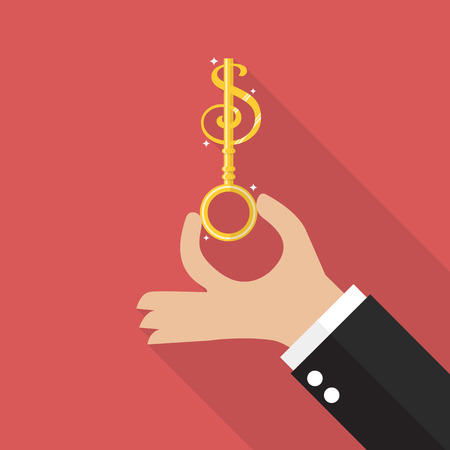 Hand hold money key. Vector illustrationのイラスト素材
