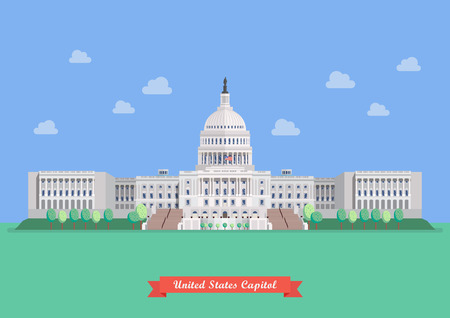 United States capitol in flat style design. vector illustrationのイラスト素材