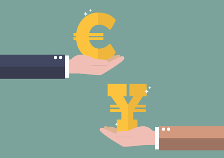 Currency exchange between Euro and Yen.のイラスト素材