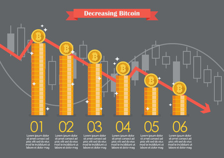 Bitcoin with graph down infographic. Financial conceptのイラスト素材