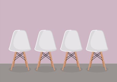 Four white modern chair. Vector illustrationのイラスト素材