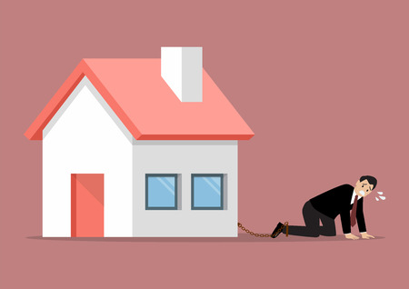 Desperate businessman with weight burden. business conceptのイラスト素材