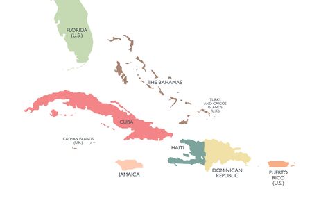Greater Antilles political map. Vector illustrationのイラスト素材