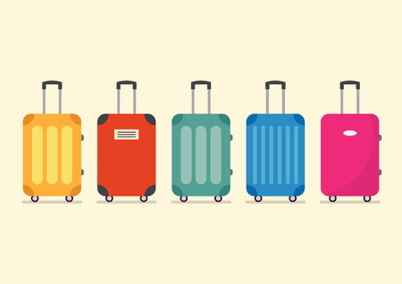 Travel luggage set for vacation and journey. Vector illustrationのイラスト素材