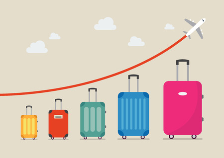 Graph increase in the number of tourists traveling. Vector illustrationのイラスト素材